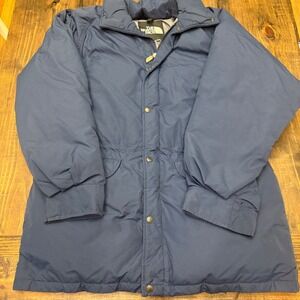 The North Face Vintage Navy Blue Down Filled Puffer Parka Jacket Womens Large‎